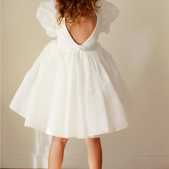 Other - Elegant White Dress with Puff Sleeves